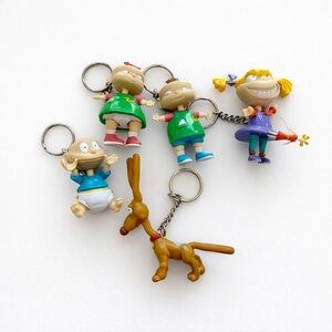 Vintage Rugrats Keychain Lot Nickelodeon Tommy Angelica Phil Lil Spike 90s Y2K